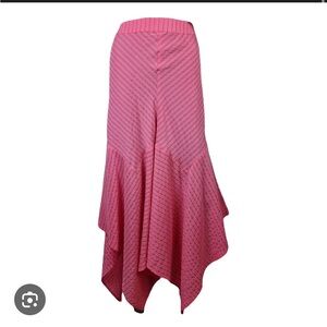 Ganni Pink Silk Midi Skirt